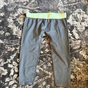 Gymshark Gray Leggings with Neon Green Waistband size L capri length